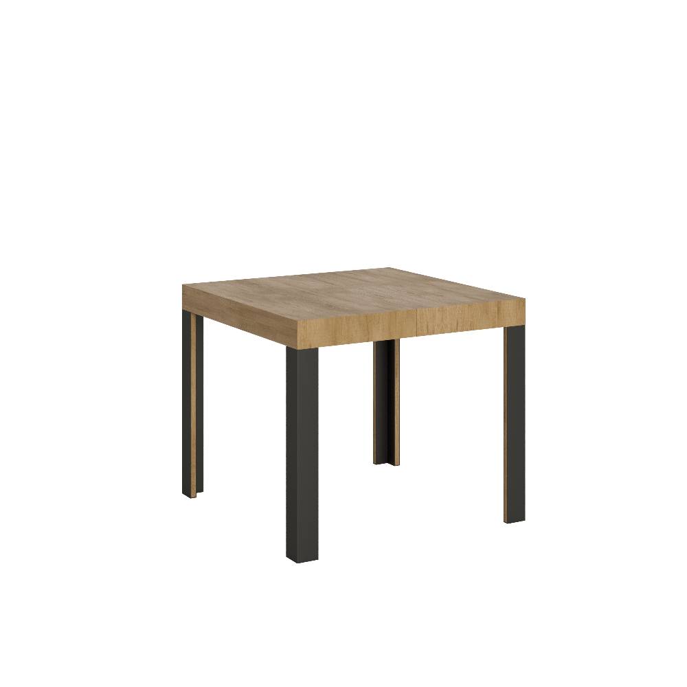 Itamoby Tavolo Linea Allungabile piano Quercia Natura 90×90 Allungato 246 telaio Antracite Italy