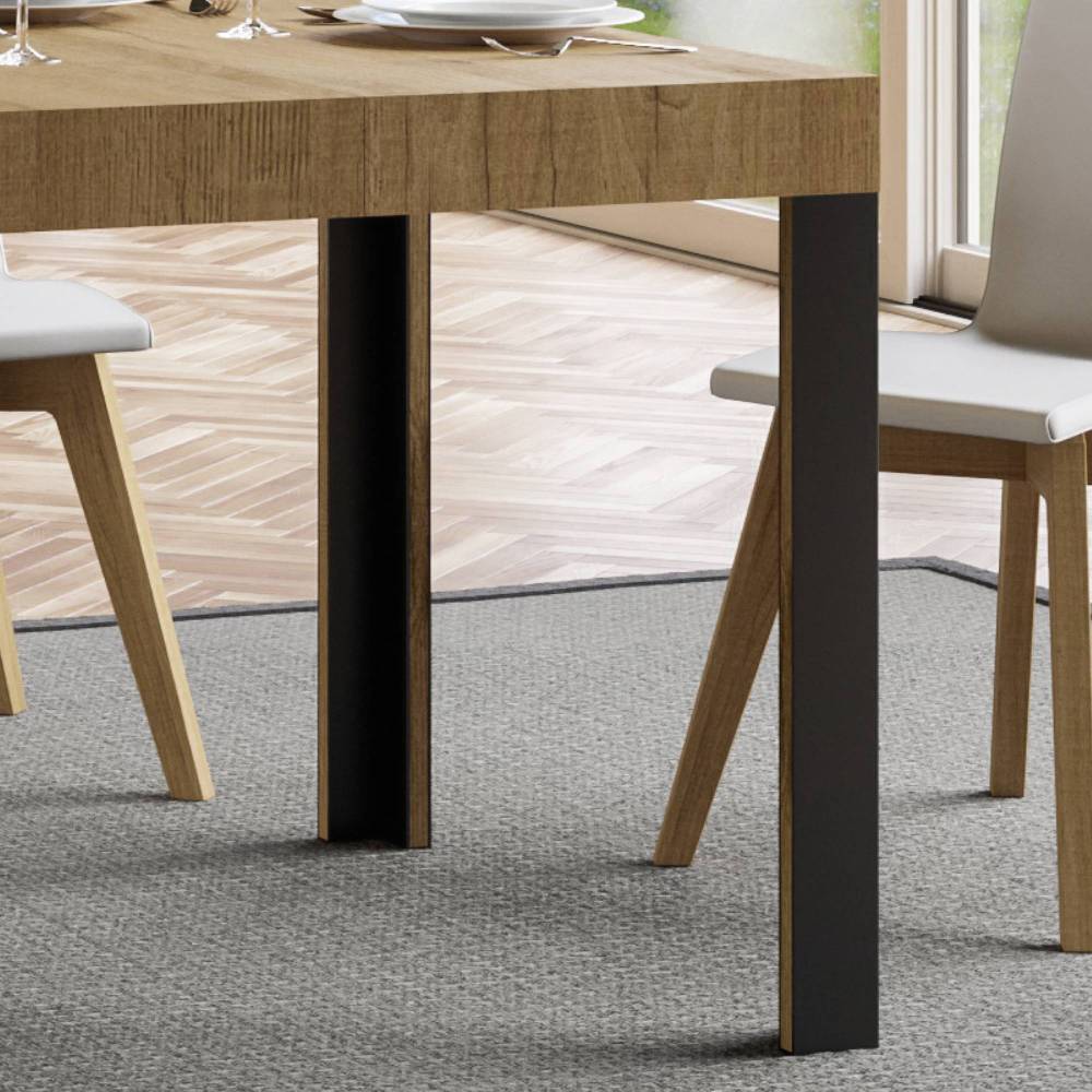 Itamoby Tavolo Linea Allungabile piano Quercia Natura 90×90 Allungato 246 telaio Antracite Italy