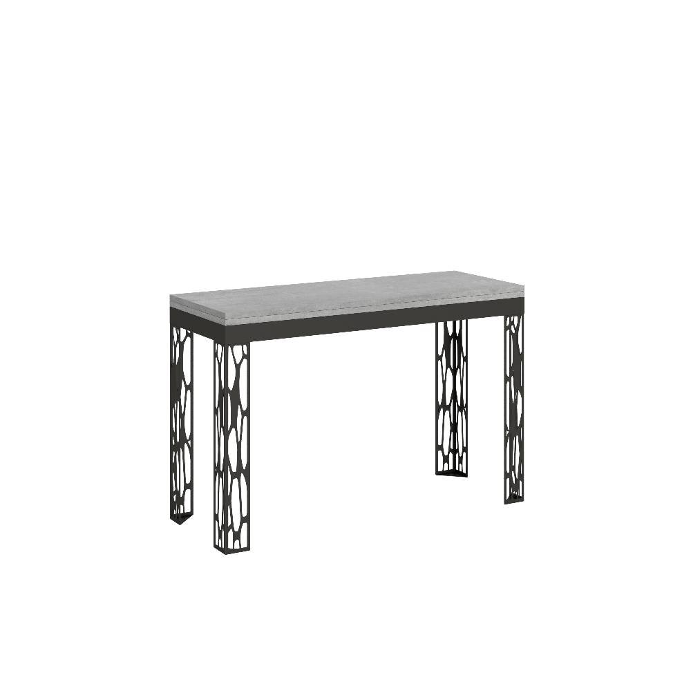 Itamoby Tavolo Ghibli Double Cemento 120×45 aperto/Allungato 120×90/200×90 gambe/telaio Antracite Nuovo