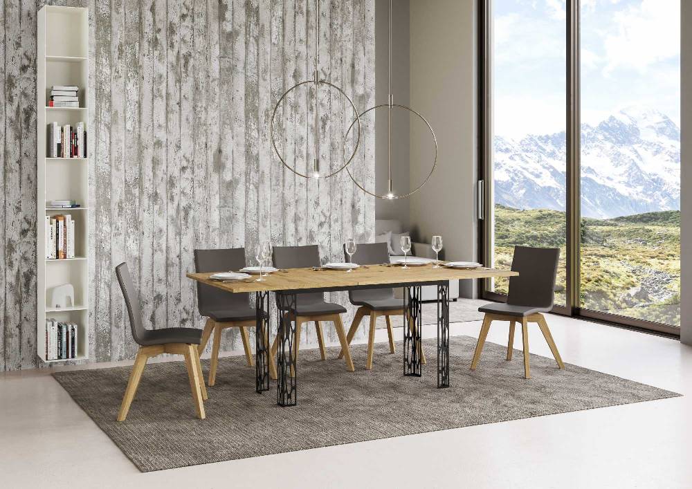 Itamoby Tavolo Ghibli Double Quercia Natura 120×45 aperto/Allungato 120×90/200×90 gambe/telaio Antracite Vendita