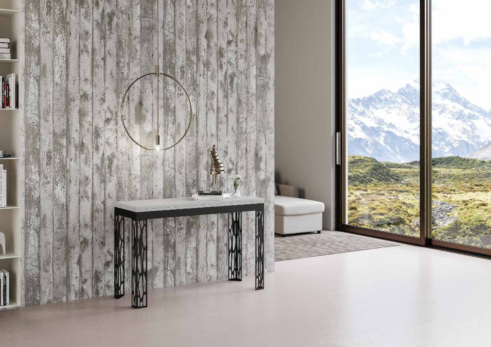Itamoby Tavolo Ghibli Double Bianco Frassino 120×45 aperto 120×90 gambe/telaio Antracite Pezzi Unici