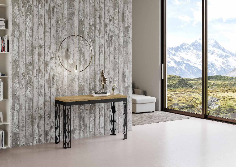 Itamoby Tavolo Ghibli Double Quercia Natura 120×45 aperto 120×90 gambe/telaio Antracite Soddisfazione Garantita
