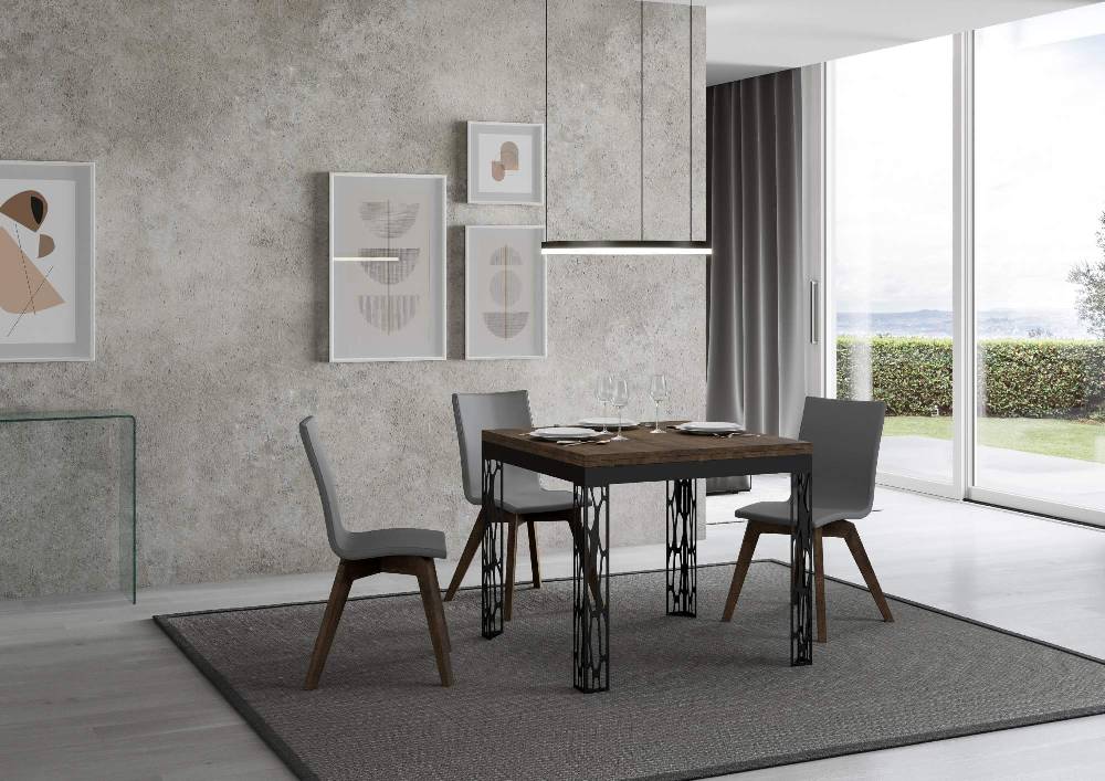 Itamoby Tavolo Ghibli Libra Noce 90×90 allungato 90×180 telaio Antracite Qualità Garantita
