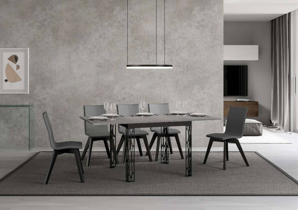 Itamoby Tavolo Ghibli Libra Cemento 90×90 allungato 90×180 telaio Antracite Negozi Online