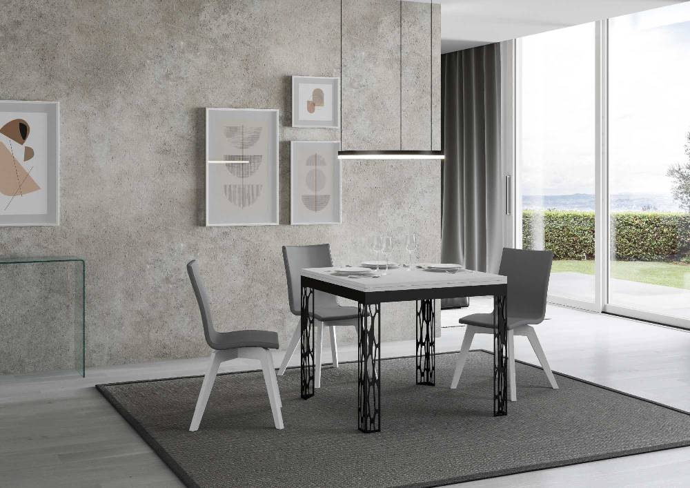 Itamoby Tavolo Ghibli Libra Bianco Frassino 90×90 allungato 90×180 telaio Antracite Acquista Ora
