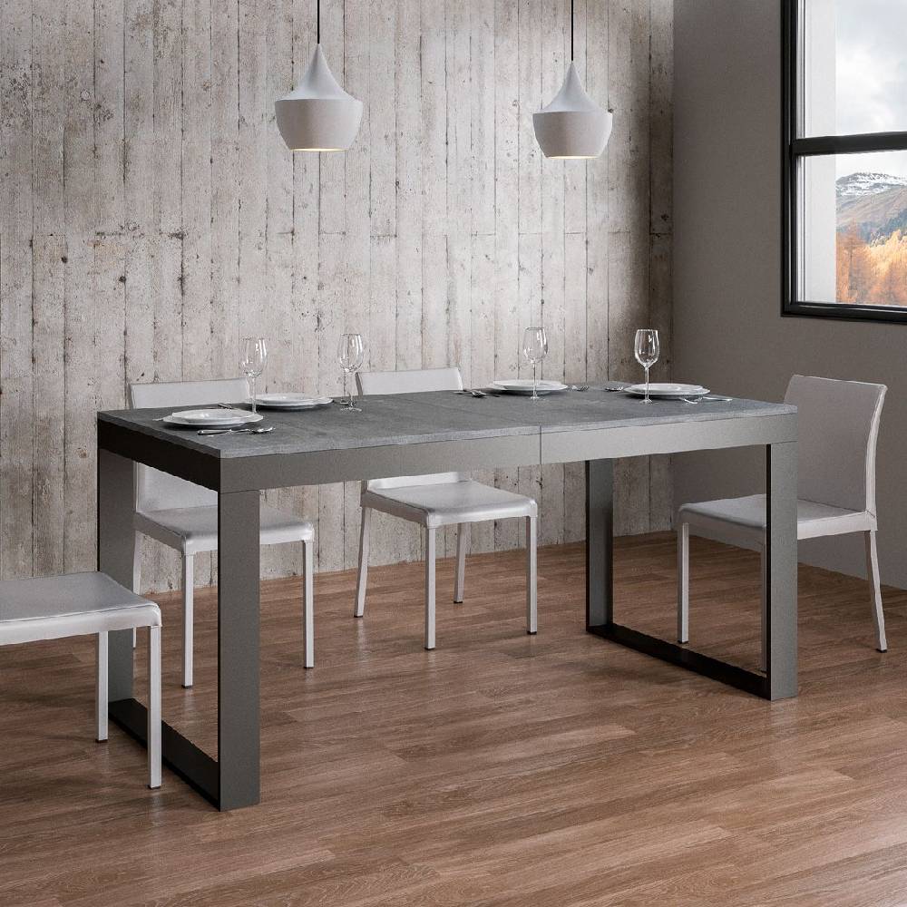 Itamoby Tavolo Tecno Evolution piano Cemento 90×160 Allungato 90×264 telaio Antracite In Vendita