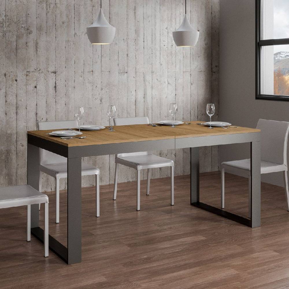 Itamoby Tavolo Tecno Evolution piano Quercia Natura 90×120 Allungato 90×224 telaio Antracite Vendita Economica