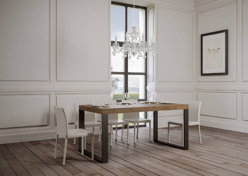 Itamoby Tavolo Tecno Premium Allungabile piano Noce 90×180 Allungato 440 telaio Antracite I Più Venduti