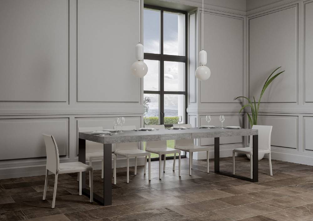 Itamoby Tavolo Tecno Premium Allungabile piano Cemento 90×180 Allungato 440 telaio Antracite Vendite Flash