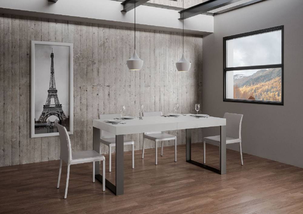 Itamoby Tavolo Tecno Premium Allungabile piano Bianco Frassino 90×180 Allungato 440 telaio Antracite In Saldo