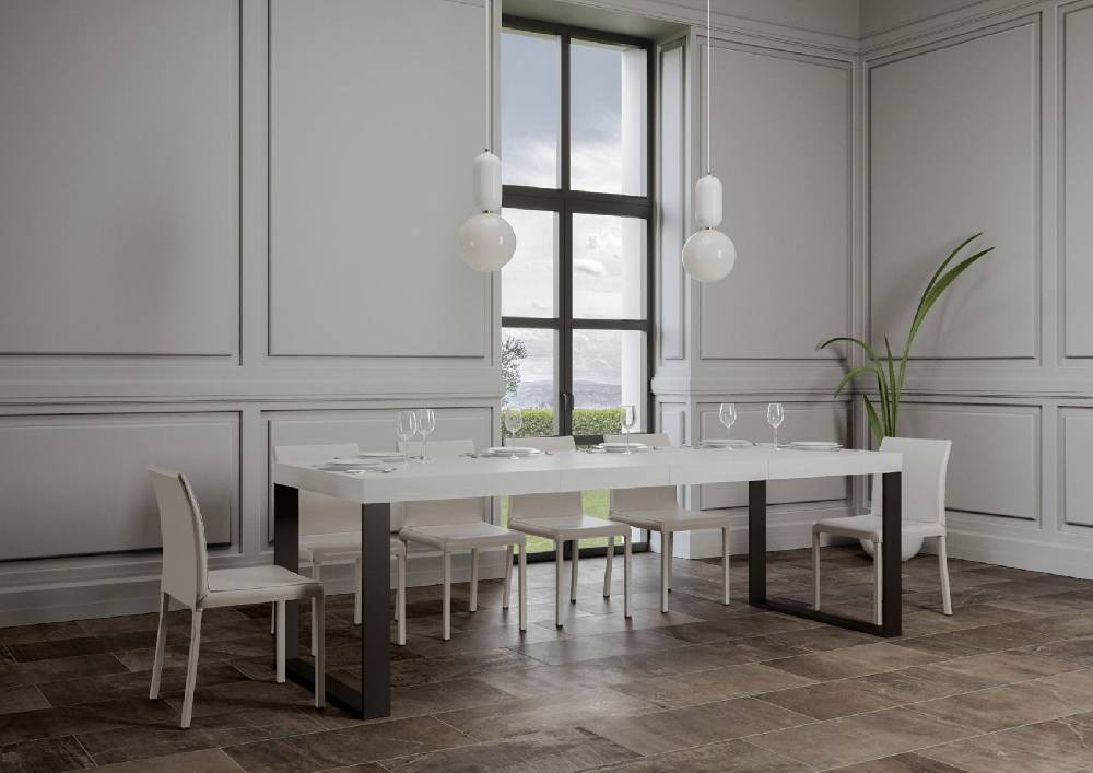 Itamoby Tavolo Tecno Premium Allungabile piano Bianco Frassino 90×180 Allungato 440 telaio Antracite In Saldo