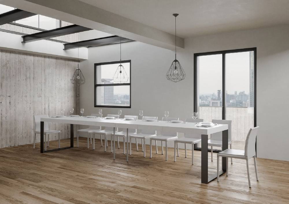 Itamoby Tavolo Tecno Premium Allungabile piano Bianco Frassino 90×180 Allungato 440 telaio Antracite In Saldo