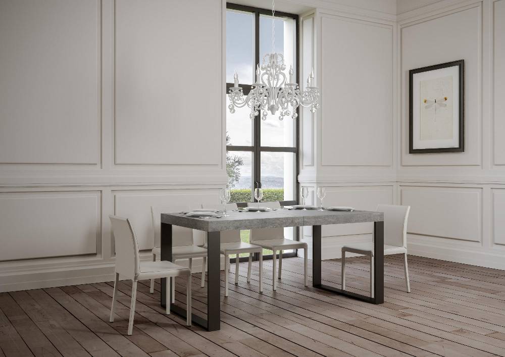 Itamoby Tavolo Tecno Premium Allungabile piano Cemento 90×180 Allungato 284 telaio Antracite Grande vendita
