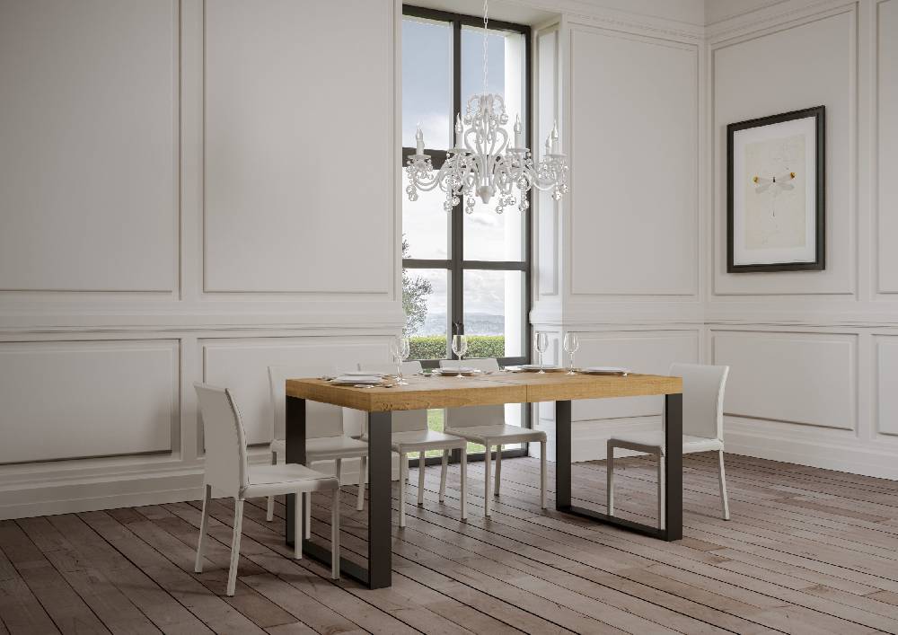 Itamoby Tavolo Tecno Premium Allungabile piano Quercia Natura 90×180 Allungato 284 telaio Antracite Flash Sale