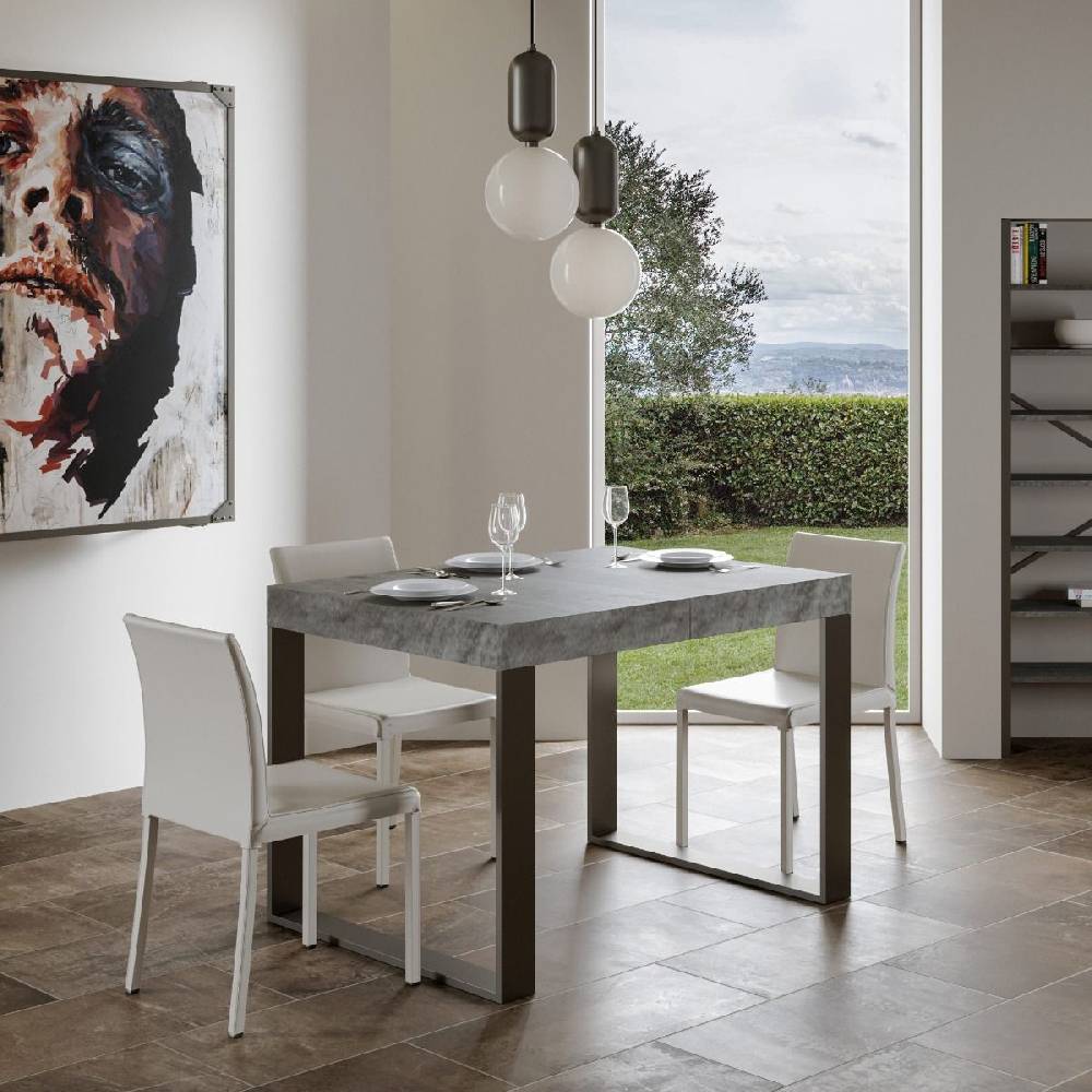 Itamoby Tavolo Tecno Premium Allungabile piano Cemento 90×160 Allungato 264 telaio Antracite Offerta esclusiva