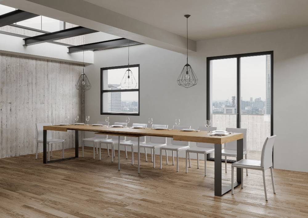 Itamoby Tavolo Tecno Allungabile piano Quercia Natura 90×180 Allungato 440 telaio Antracite Enormi sconti