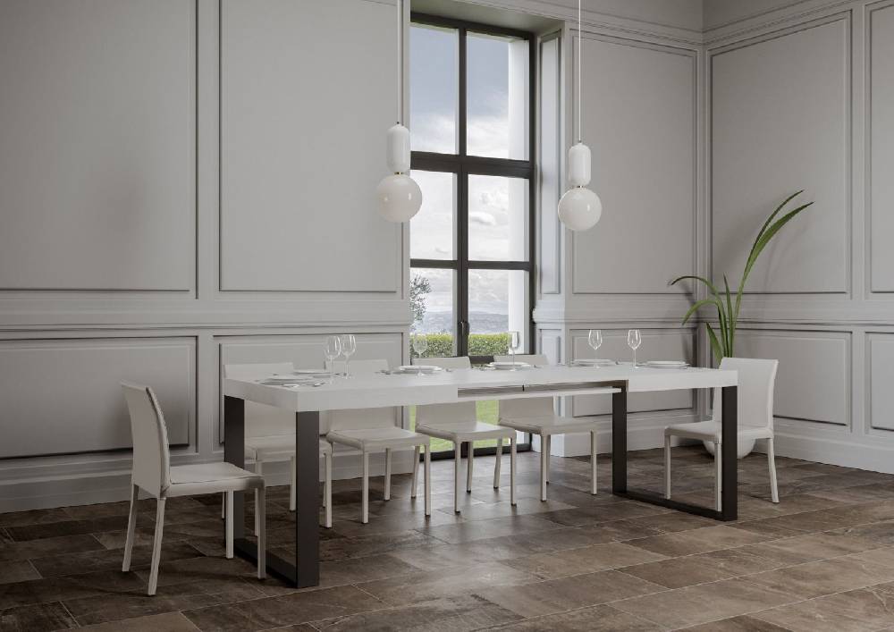 Itamoby Tavolo Tecno Allungabile piano Bianco Frassino 90×180 Allungato 440 telaio Antracite 50% di sconto con spedizione gratuita
