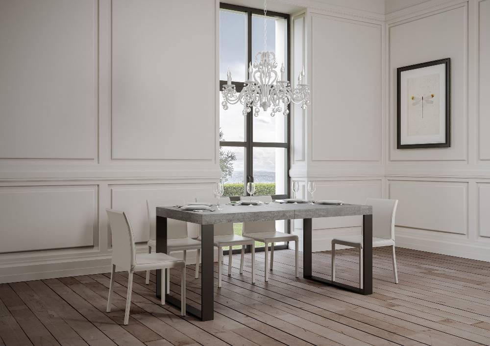 Itamoby Tavolo Tecno Allungabile piano Cemento 90×180 Allungato 284 telaio Antracite 2025
