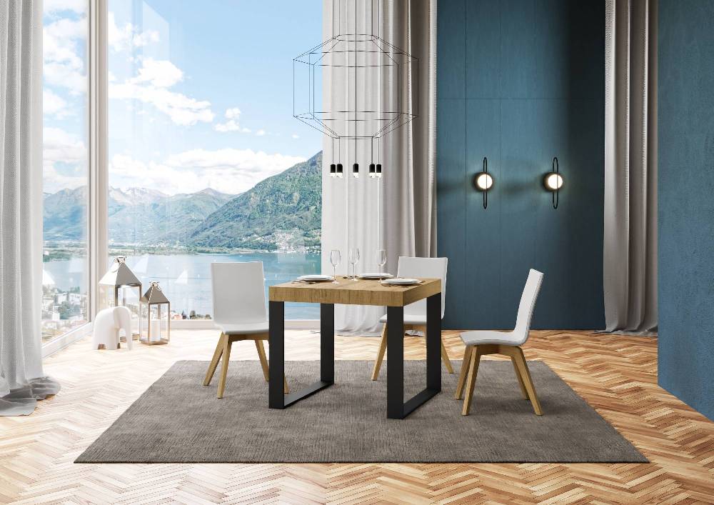 Itamoby Tavolo Tecno Allungabile piano Quercia Natura 90×90 Allungato 246 telaio Antracite Negozi Online