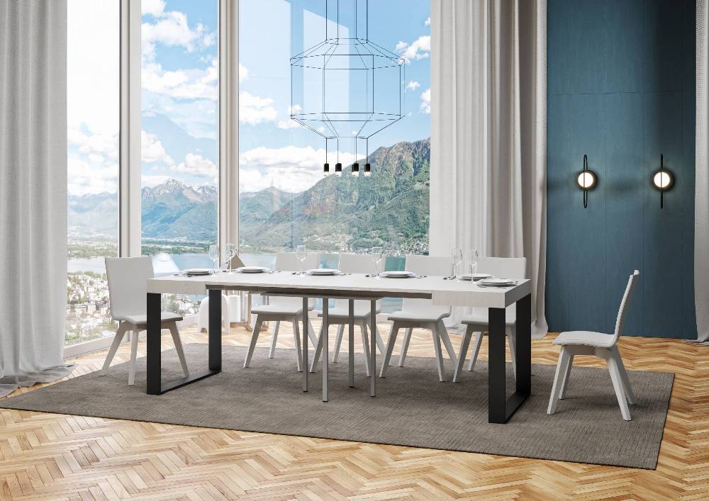 Itamoby Tavolo Tecno Allungabile piano Bianco Frassino 90×90 Allungato 246 telaio Antracite Acquista Ora