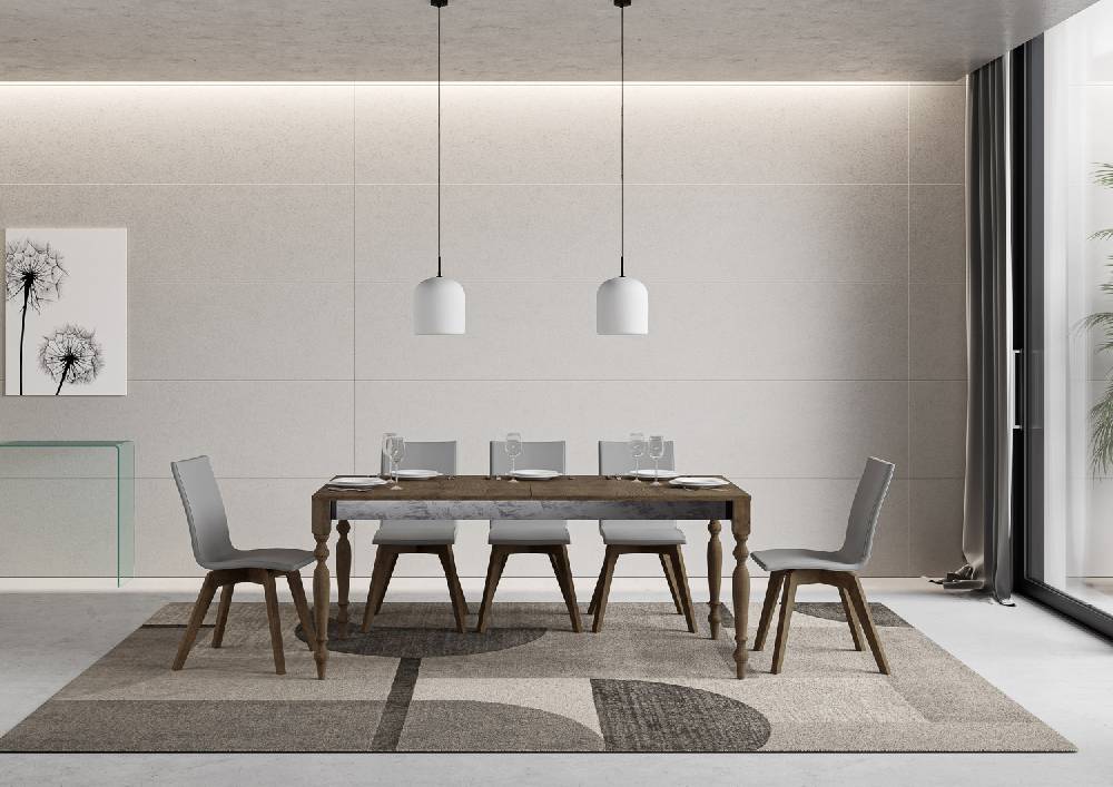 Itamoby Tavolo Romagna Iron Noce 90×160 allungato 90×264 telaio grigio 142 Consegna Veloce