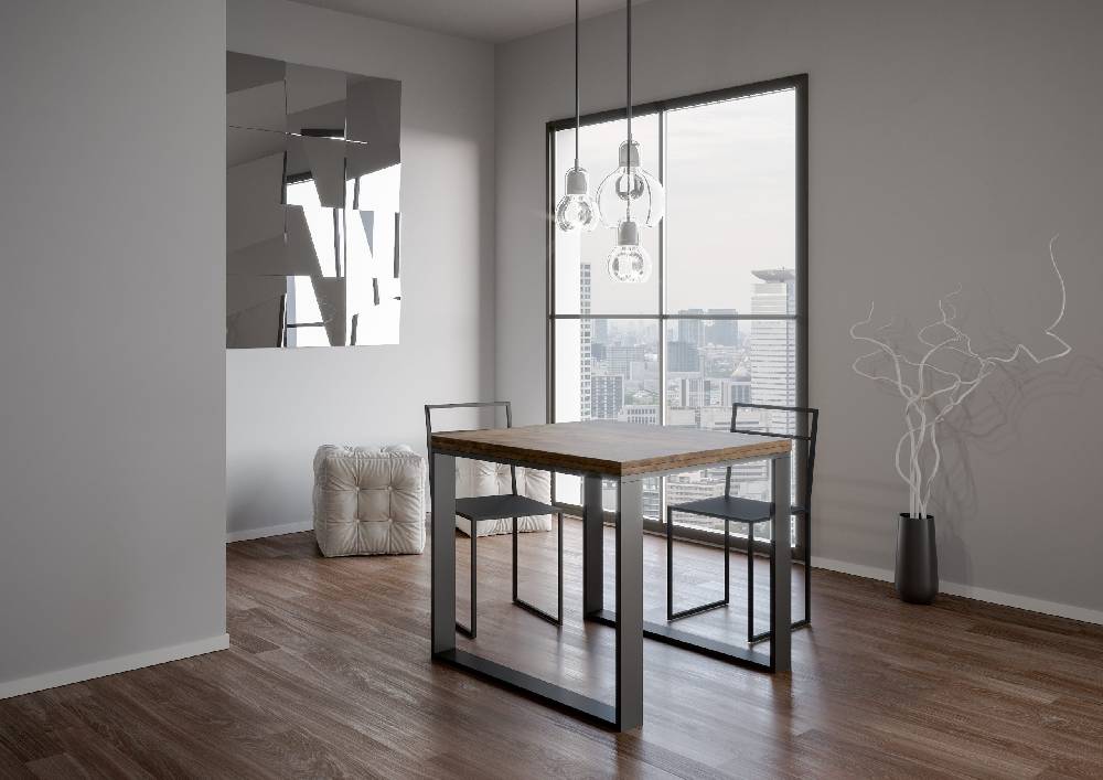 Itamoby Tavolo Tecno Libra Noce 90×90 Allungato 90×180 telaio Antracite Shopping Online