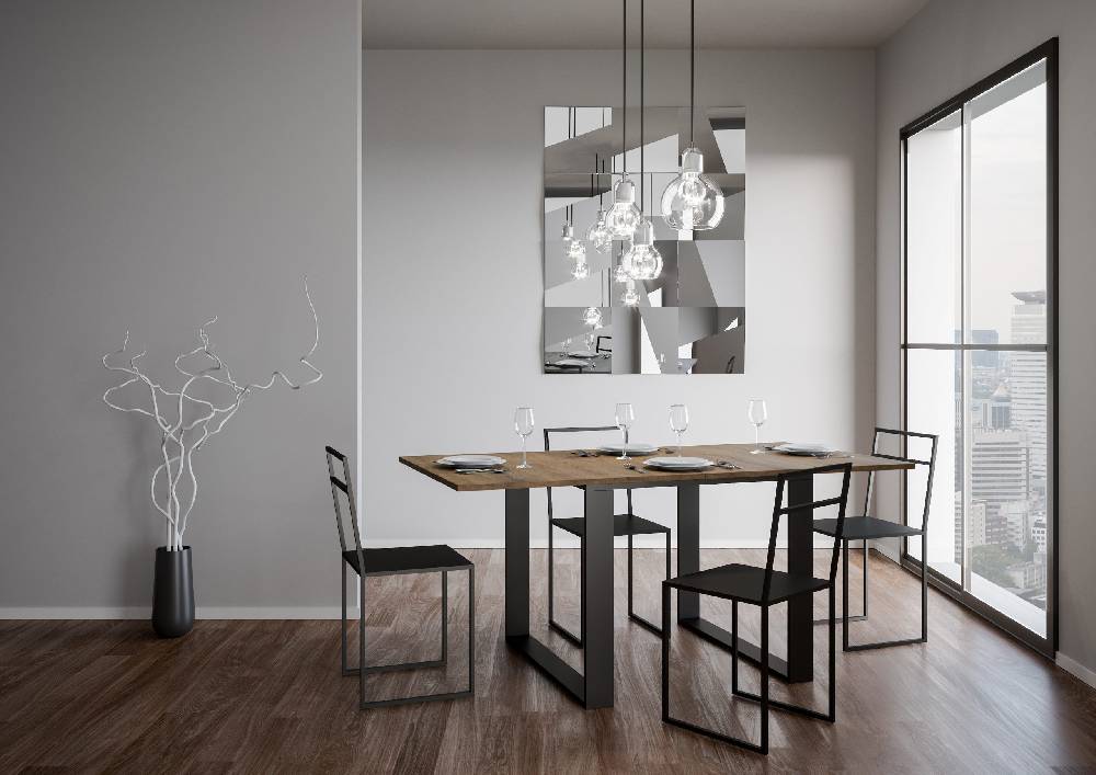 Itamoby Tavolo Tecno Libra Noce 90×90 Allungato 90×180 telaio Antracite Shopping Online