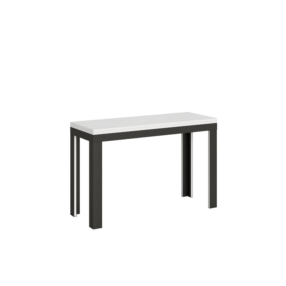 Itamoby Tavolo Linea Double Bianco Frassino 120×45 aperto/Allungato 120×90/200×90 gambe/telaio Antracite