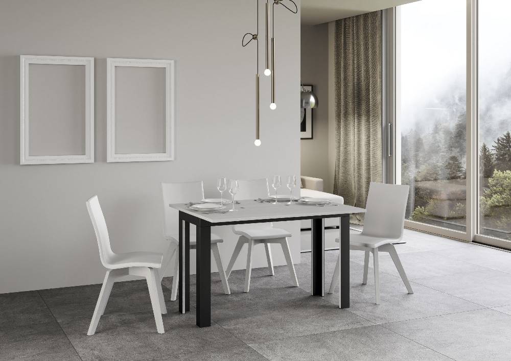 Itamoby Tavolo Linea Double Bianco Frassino 120×45 aperto/Allungato 120×90/200×90 gambe/telaio Antracite Convenienza