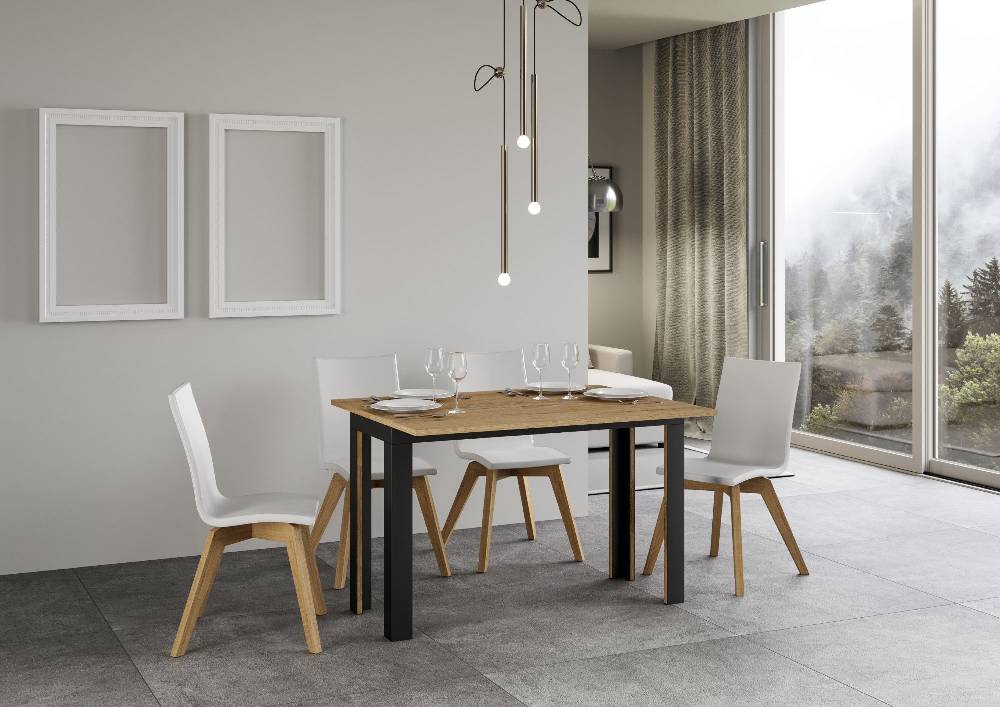 Itamoby Tavolo Linea Double Quercia Natura 120×45 aperto/Allungato 120×90/200×90 gambe/telaio Antracite Novità