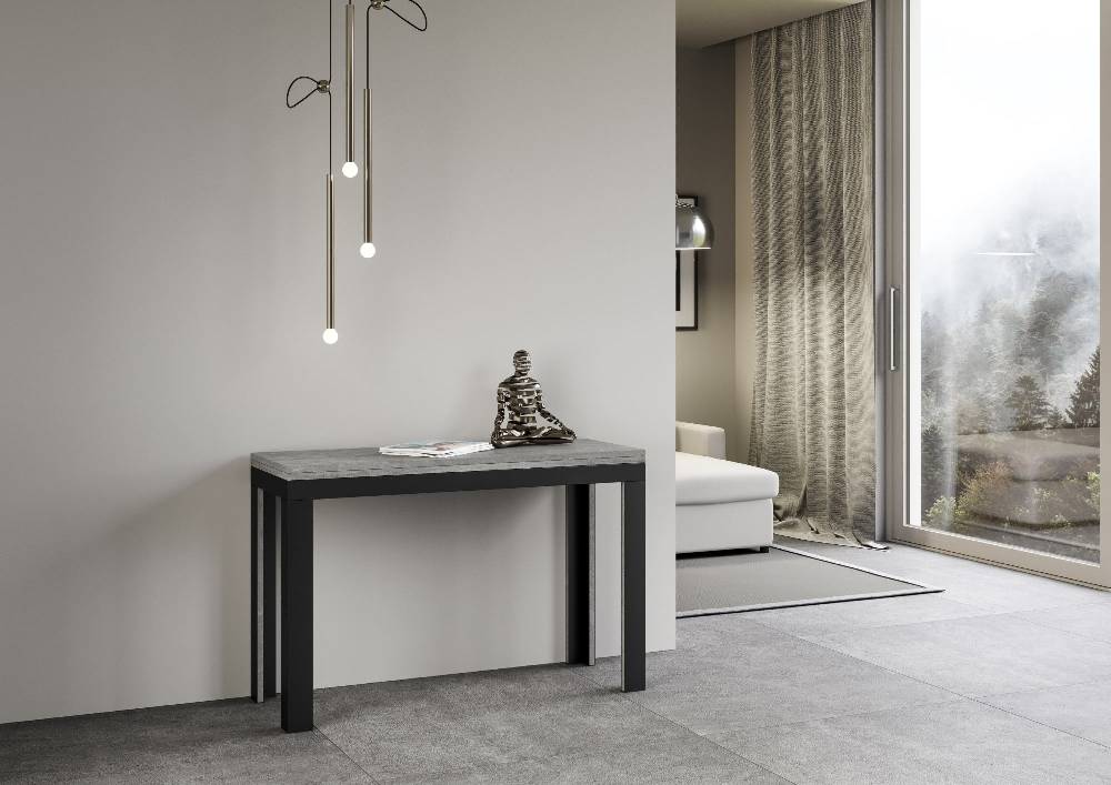 Itamoby Tavolo Linea Double Cemento 120×45 aperto 120×90 gambe/telaio Antracite Sconto