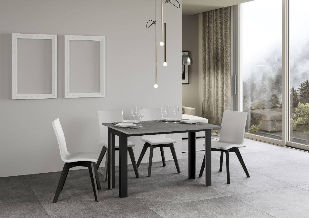 Itamoby Tavolo Linea Double Cemento 120×45 aperto 120×90 gambe/telaio Antracite Sconto
