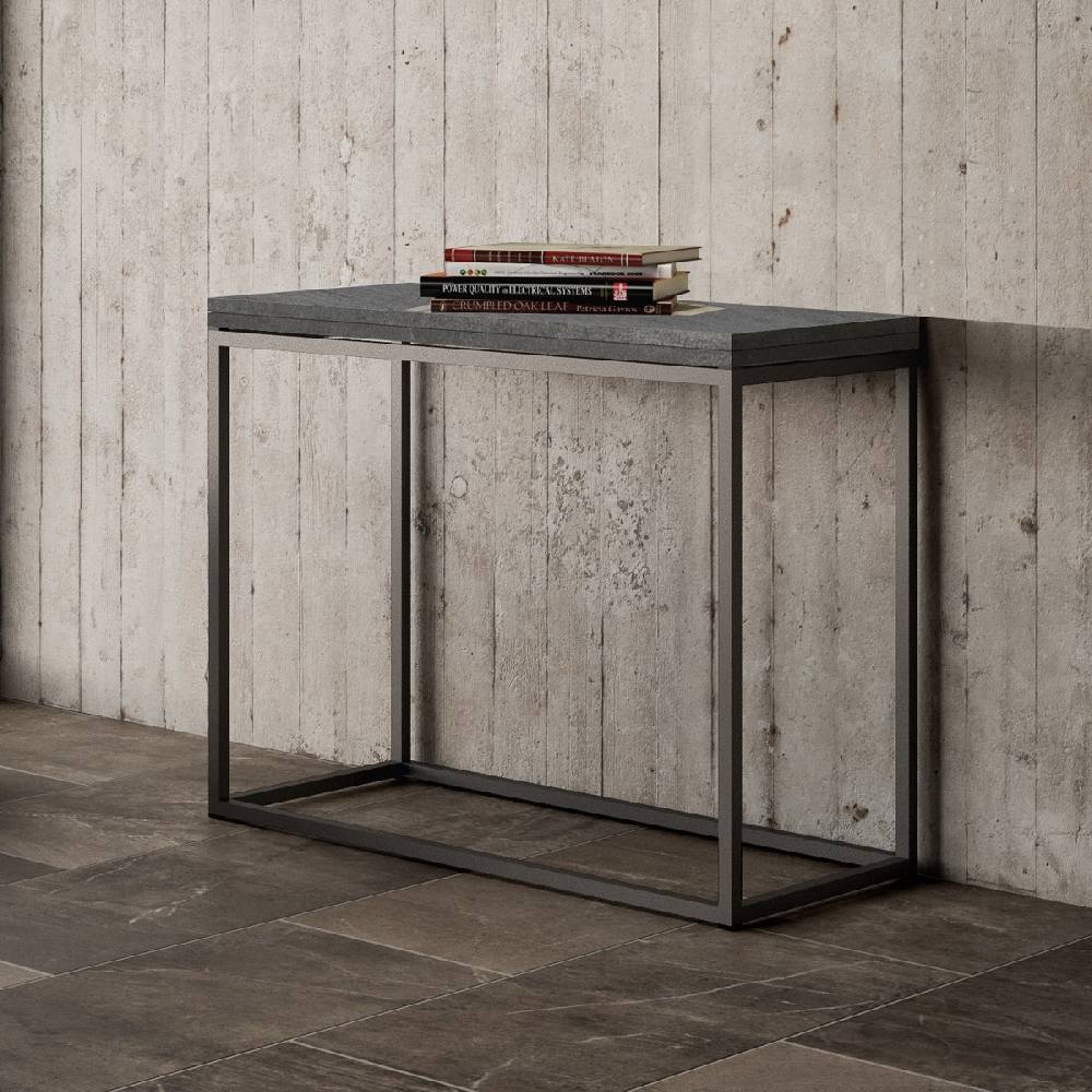 Itamoby Consolle Nordica Libra Cemento 90×45 Allungato 90×90 telaio Antracite Fornitura limitata