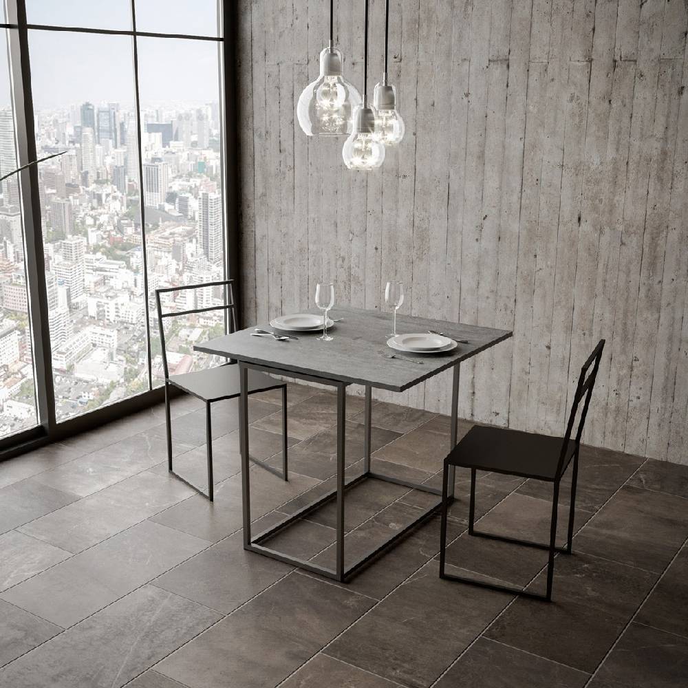 Itamoby Consolle Nordica Libra Cemento 90×45 Allungato 90×90 telaio Antracite Fornitura limitata