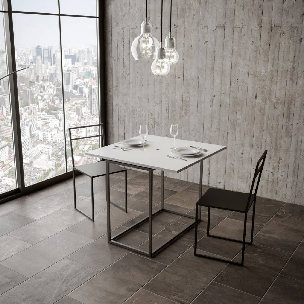 Itamoby Consolle Nordica Libra Bianco Frassino 90×45 Allungato 90×90 telaio Antracite Shopping online
