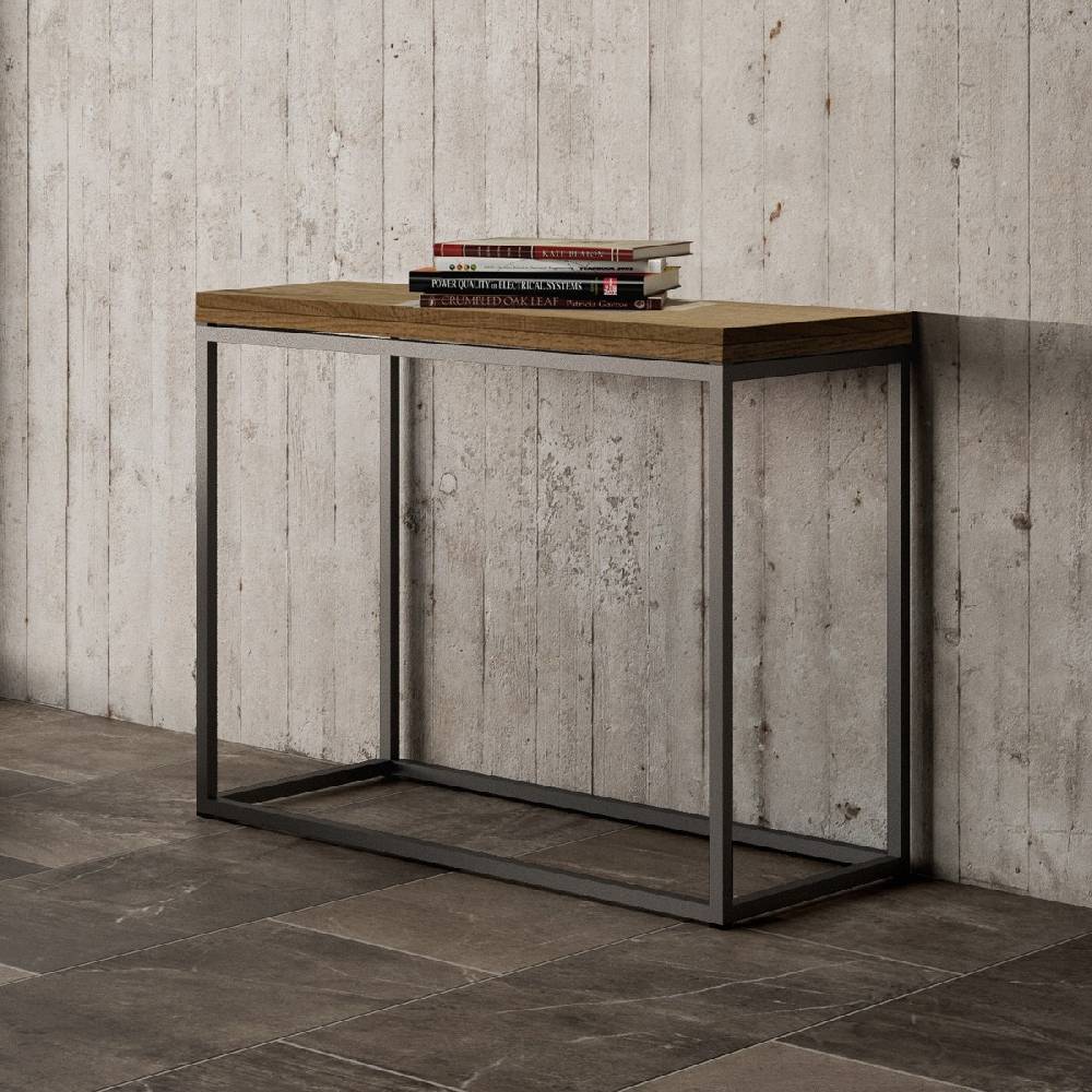 Itamoby Consolle Nordica Libra Quercia Natura 90×45 Allungato 90×90 telaio Antracite Offerta esclusiva
