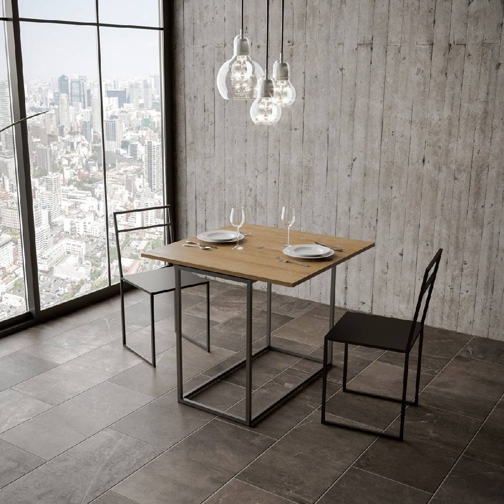 Itamoby Consolle Nordica Libra Quercia Natura 90×45 Allungato 90×90 telaio Antracite Offerta esclusiva