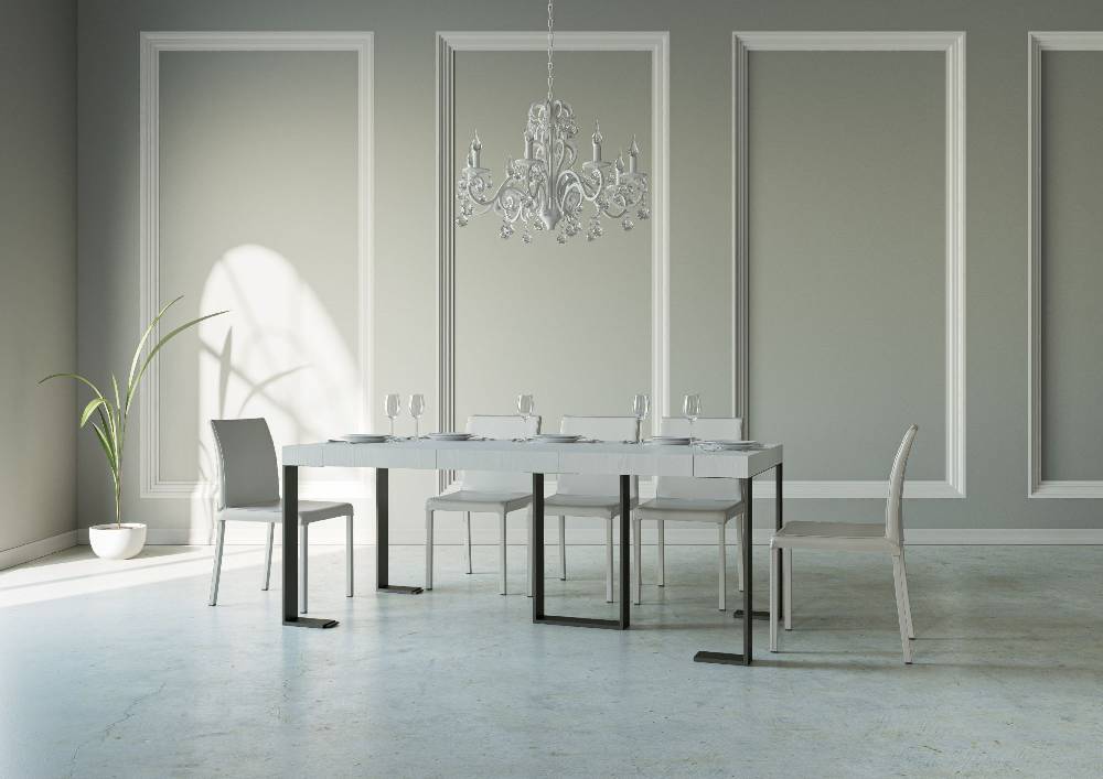 Itamoby Consolle Sintesi Small Premium Bianco Frassino telaio Antracite Ultimi tre giorni