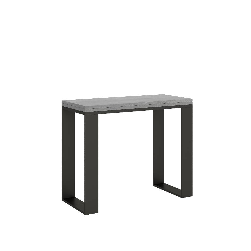 Itamoby Consolle Tecno Libra Cemento 90×45 Allungato 90×90 telaio Antracite