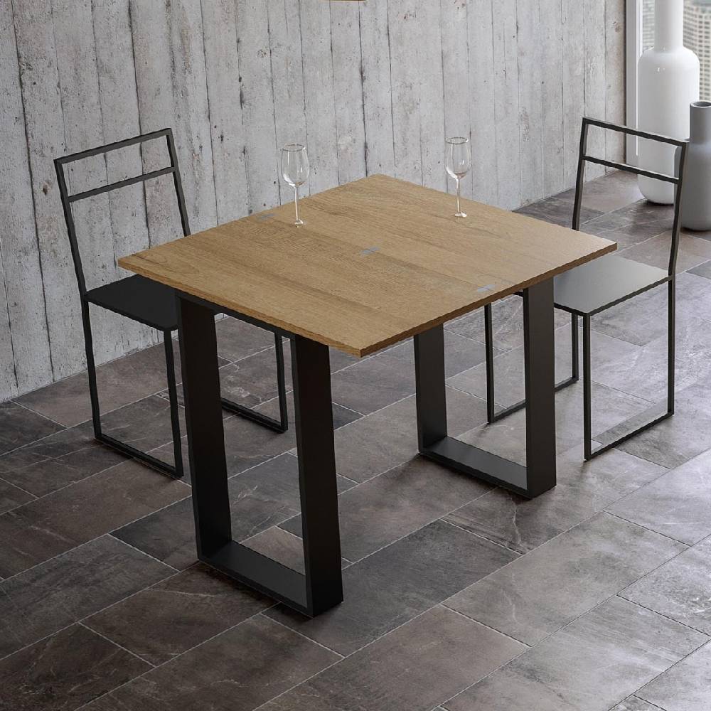 Itamoby Consolle Tecno Libra Quercia Natura 90×45 Allungato 90×90 telaio Antracite Offerta speciale della fabbrica