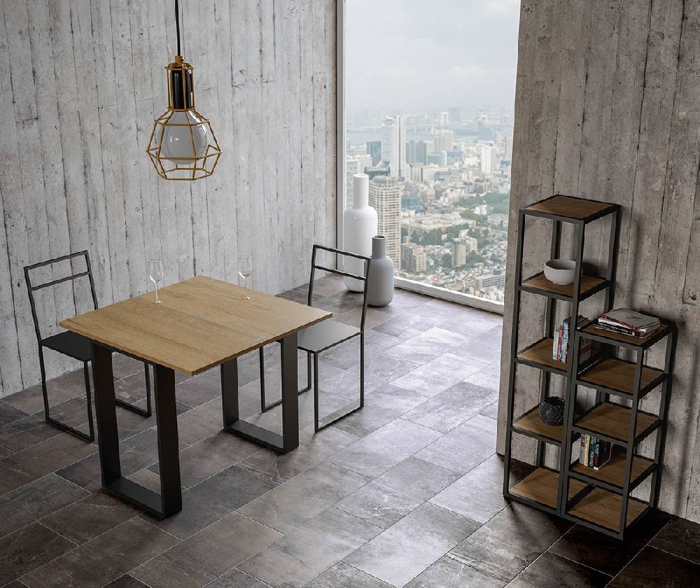 Itamoby Consolle Tecno Libra Quercia Natura 90×45 Allungato 90×90 telaio Antracite Offerta speciale della fabbrica