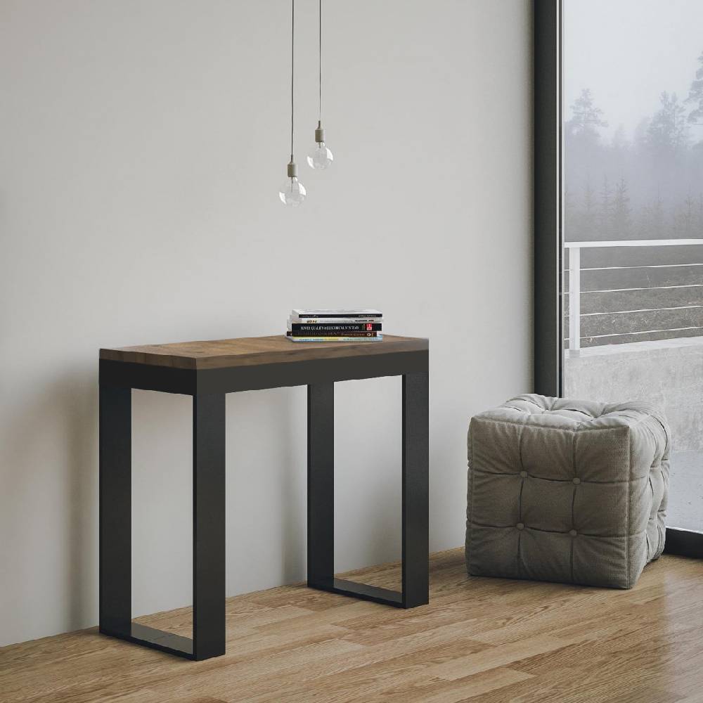 Itamoby Consolle Tecno Evolution Noce 90×40 Allungato 90×300 telaio Antracite Sostegno trimestrale