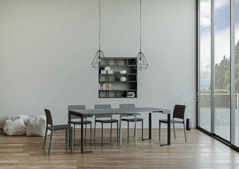 Itamoby Consolle Tecno Evolution Cemento 90×40 Allungato 90×300 telaio Antracite Fino al 55% di sconto