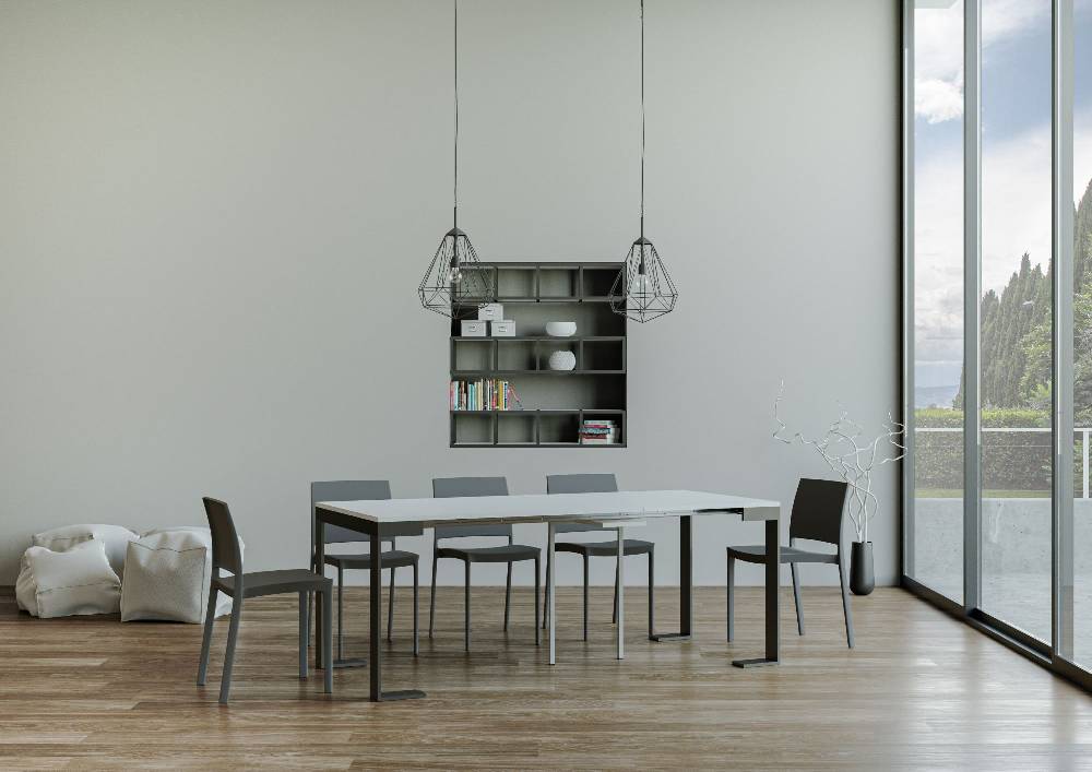 Itamoby Consolle Tecno Evolution Bianco Frassino 90×40 Allungato 90×300 telaio Antracite Solo un giorno rimasto
