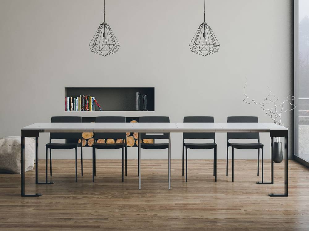 Itamoby Consolle Tecno Evolution Bianco Frassino 90×40 Allungato 90×300 telaio Antracite Solo un giorno rimasto