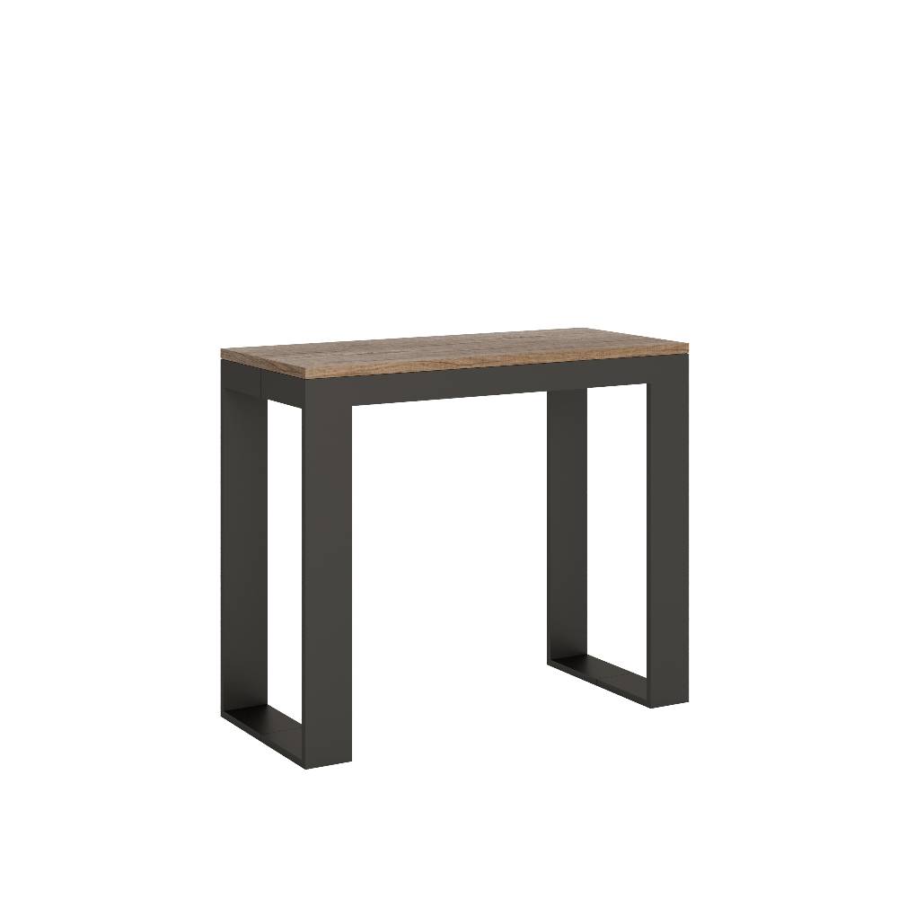 Itamoby Consolle Tecno Evolution Small Quercia Natura 90×40 Allungato 90×196 telaio Antracite