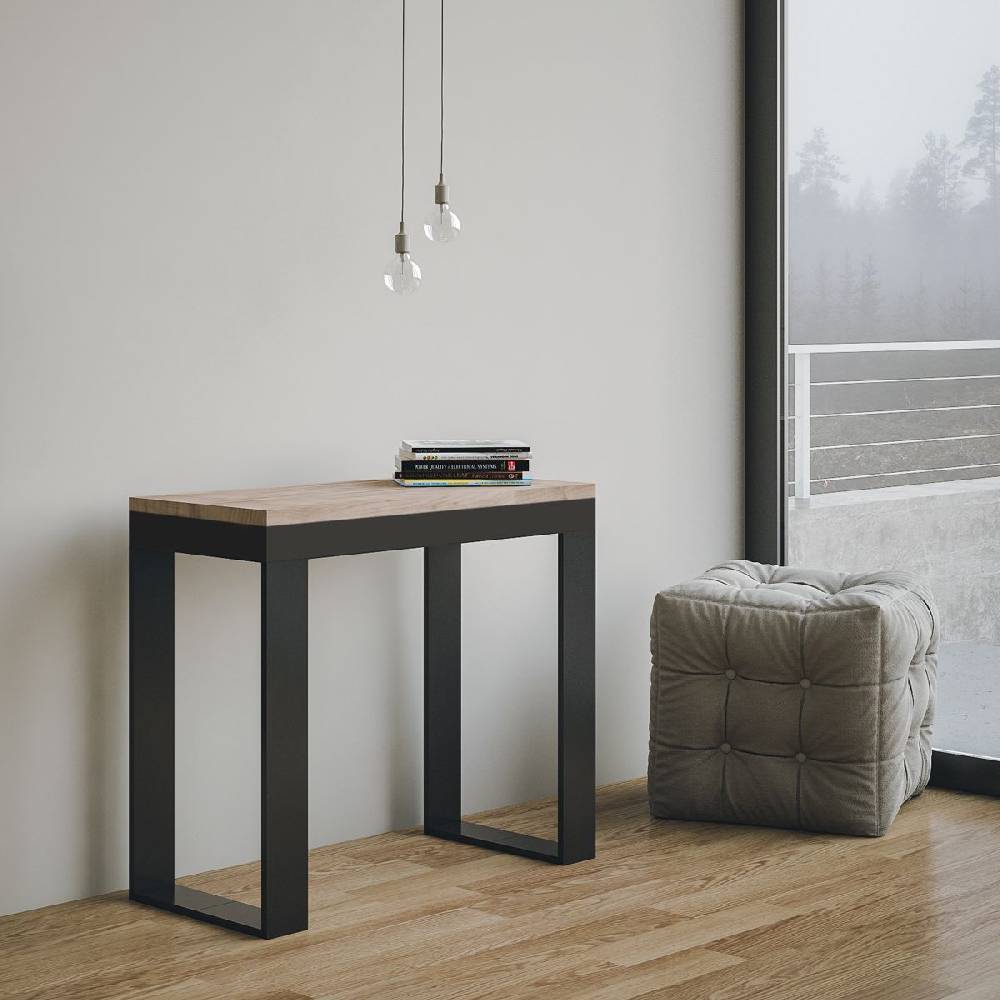 Itamoby Consolle Tecno Evolution Small Quercia Natura 90×40 Allungato 90×196 telaio Antracite 50% di sconto con spedizione gratuita