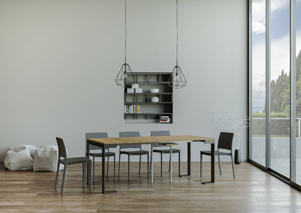 Itamoby Consolle Tecno Evolution Small Quercia Natura 90×40 Allungato 90×196 telaio Antracite 50% di sconto con spedizione gratuita