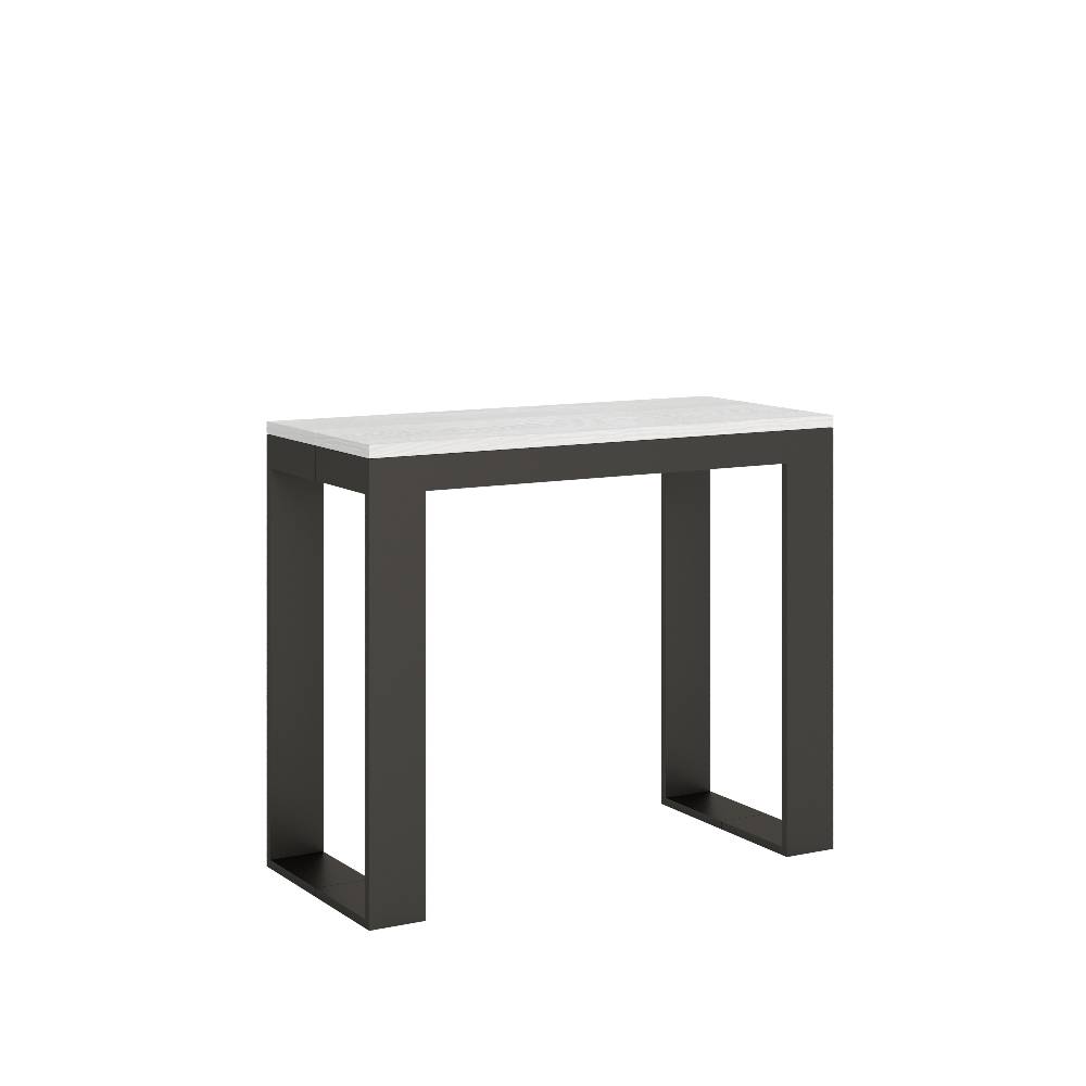 Itamoby Consolle Tecno Evolution Small Bianco Frassino 90×40 Allungato 90×196 telaio Antracite