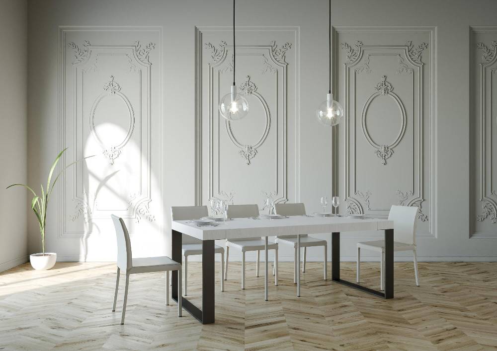 Itamoby Consolle Elettra Premium Bianco Frassino telaio Antracite In Linea